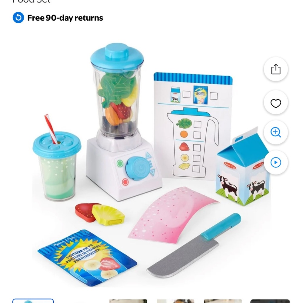 Melissa & Doug Play Blender Set with Blue and White